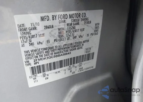 2011 Ford Edge Se z USA, uszkodzony, nr VIN 2FMDK3GC5BBA58843